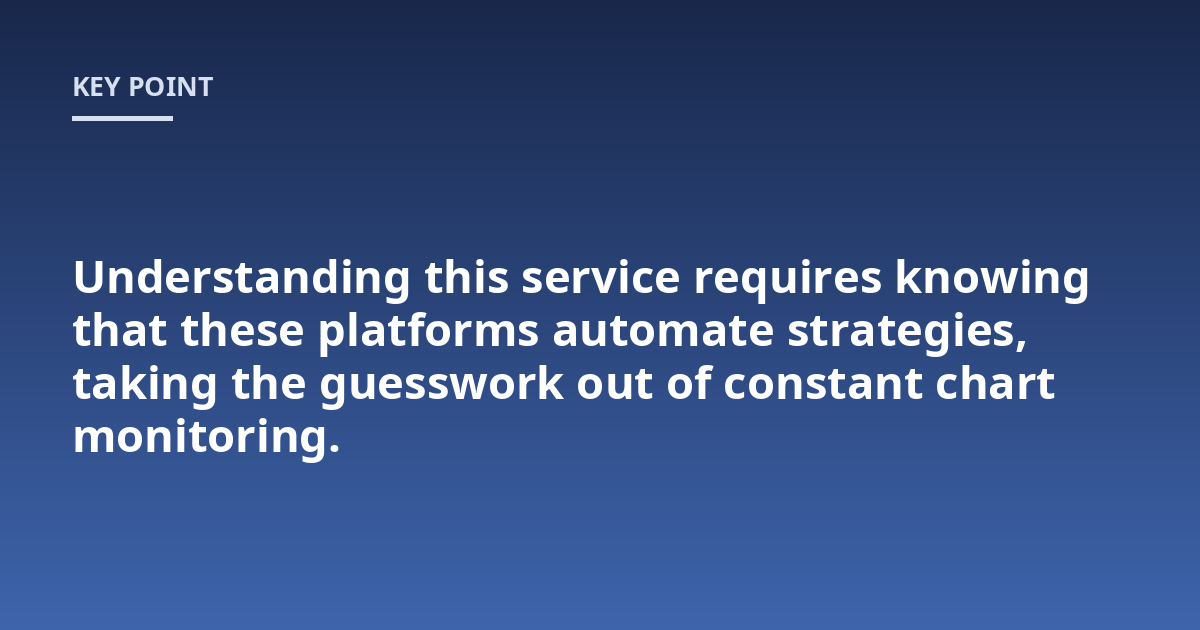 Understanding this service requires knowing that these platforms automate strategies, taking the guesswork out of constant chart monitoring.